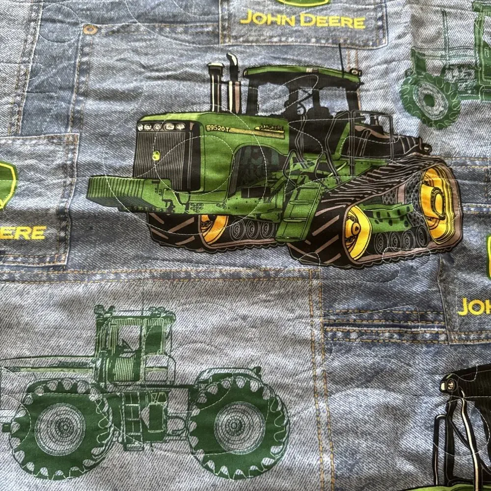 John Deere Tractor Country Style Quilt Blanket 85” By 68” Handmade